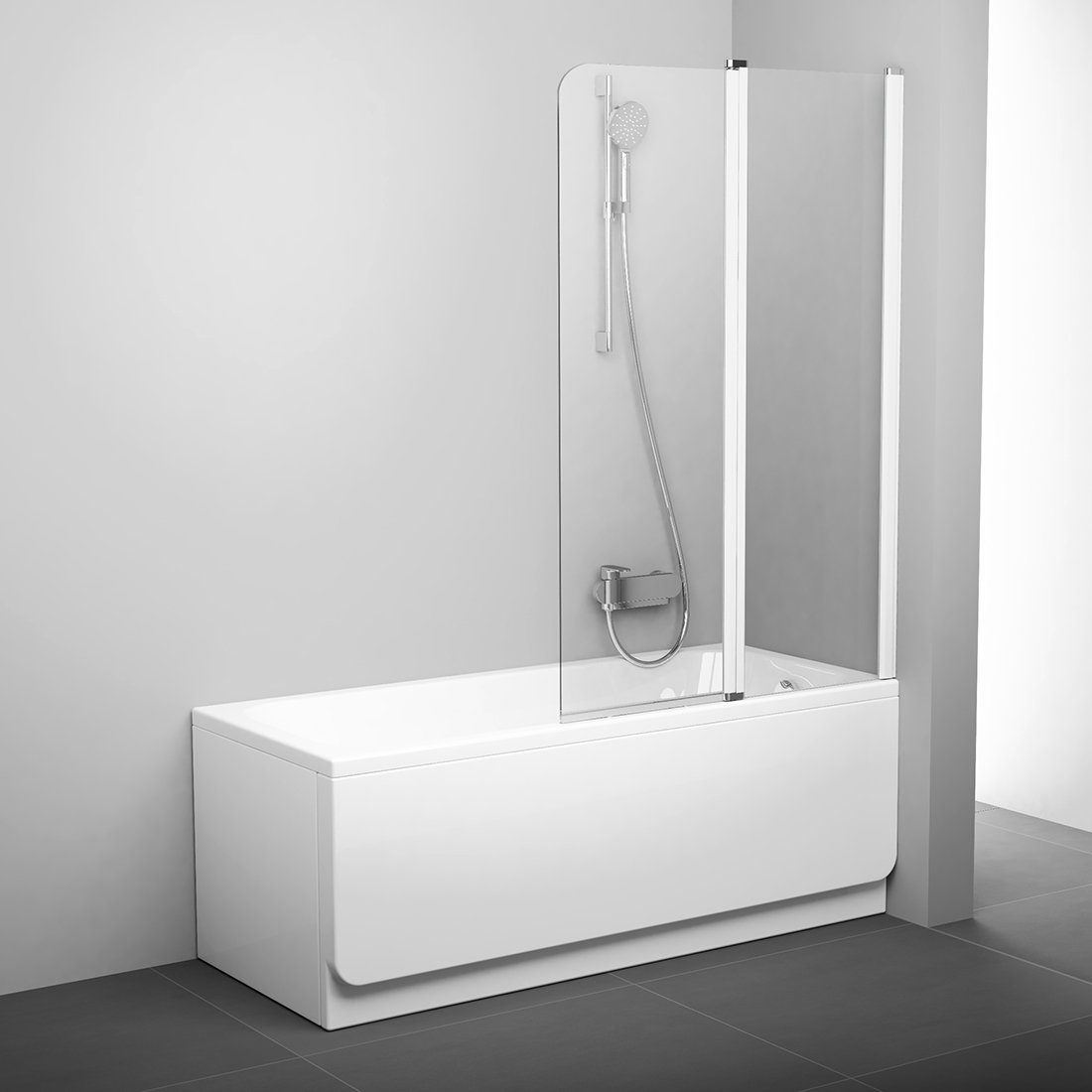 Шторка для ванны Ravak CVS2-100 R белый+transparent