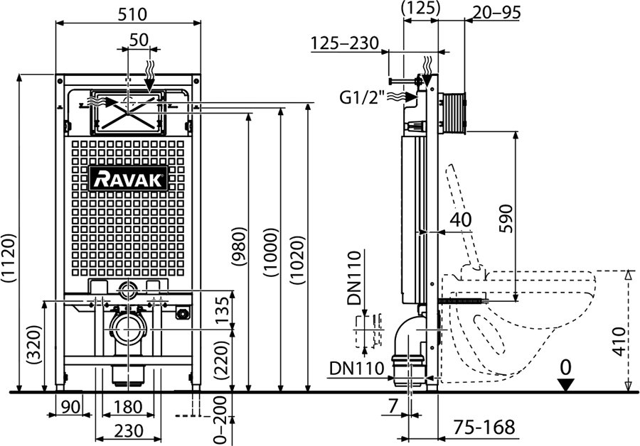 Інсталяція Ravak G PR/1200 для встановлення підвісного унітазу