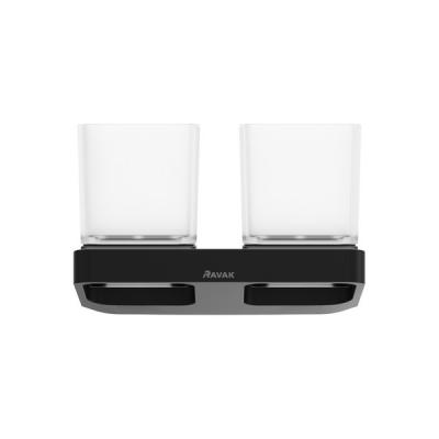 Чорний тримач з двома склянками для зубних щіток 10° black TD 220.20