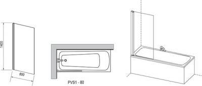 Шторка для ванни Ravak PVS1-80 білий+transparent